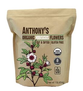 anthony’s organic hibiscus flowers, 1 lb, cut & sifted, gluten free, non gmo, non irradiated, keto friendly
