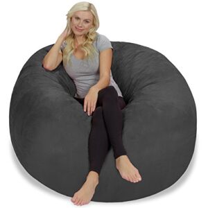 Chill Sack Bean Bag Chair: Giant Memory Foam Furniture Bags and Large Lounger, Big Sofa with Huge Water Resistant Soft Micro Suede Cover, Charcoal, 5-feet (AMZ-5SK-MS03)