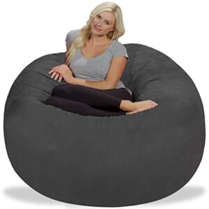 Chill Sack Bean Bag Chair: Giant Memory Foam Furniture Bags and Large Lounger, Big Sofa with Huge Water Resistant Soft Micro Suede Cover, Charcoal, 5-feet (AMZ-5SK-MS03)