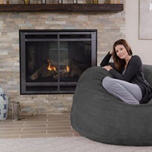 Chill Sack Bean Bag Chair: Giant Memory Foam Furniture Bags and Large Lounger, Big Sofa with Huge Water Resistant Soft Micro Suede Cover, Charcoal, 5-feet (AMZ-5SK-MS03)