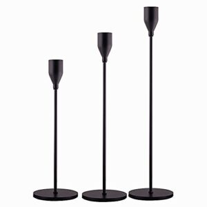 sujun matte black candle holders set of 3 for taper candles, decorative candlestick holder for wedding, dinning, party, fits 3/4 inch thick candle&led candles (metal candle stand)