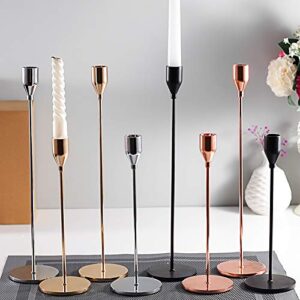 SUJUN Matte Black Candle Holders Set of 3 for Taper Candles, Decorative Candlestick Holder for Wedding, Dinning, Party, Fits 3/4 inch Thick Candle&Led Candles (Metal Candle Stand)