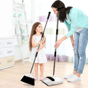 Broom and Dustpan Set for Home - Premium Long Handled Broom Dustpan Combo - Upright Standing Lobby Broom and Dust Pan Brush w/ Handle - Great Edge, Lightweight and Robust