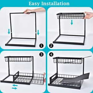 Under Sink Organizer, Pull Out Cabinet Organizer 2 Tier Slide Out Sink Shelf Cabinet Storage Shelves, Under Sink Storage for Kitchen Bathroom Cabinet