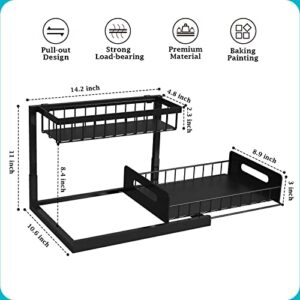 Under Sink Organizer, Pull Out Cabinet Organizer 2 Tier Slide Out Sink Shelf Cabinet Storage Shelves, Under Sink Storage for Kitchen Bathroom Cabinet