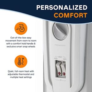 De'Longhi Comfort Temp Full Room Radiant Thermostat, 3 Heat Settings, Energy Saving, Safety Features, Nice for Home with Pets/Kids, 27" x 6.5" x 15.5", Light Gray