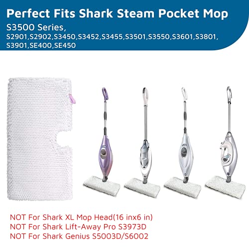 Flammi Steam Mop Replacement Pads for Shark S3500 Series S3501 S3601 S3550 S3901 SE450 S3801CO S3601D S2901 S2902 Steam Pocket Mop, 4 Pack