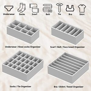 SimpleHouseware Closet Underwear Organizer Drawer Divider 4 Set, Gray