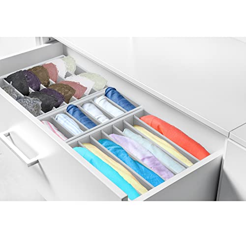 SimpleHouseware Closet Underwear Organizer Drawer Divider 4 Set, Gray