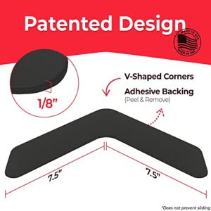 NeverCurl Best V Shape Design Rug Corner Gripper to Instantly Stops Rug Corner Curling - Safe for Wood Floors - For Indoor & Outdoor Rugs - Carpet Tape / Rug Tape - Not An Anti-Slip Pad - Rug Grip