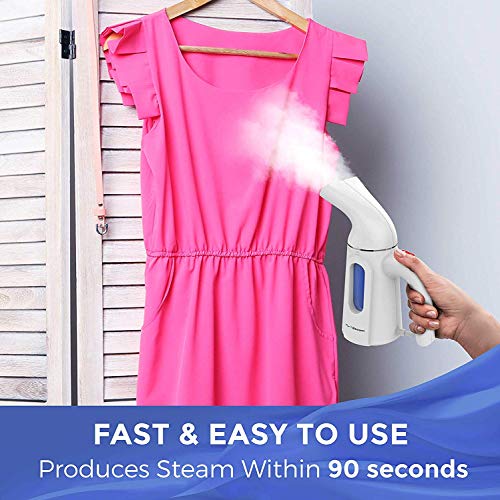 PurSteam Handheld Steamer for Clothes - Portable Garment Wrinkle Remover for Travel and Home Use - Fast Heating with Auto Shut Off and Leak Proof Design [Upgraded Version]