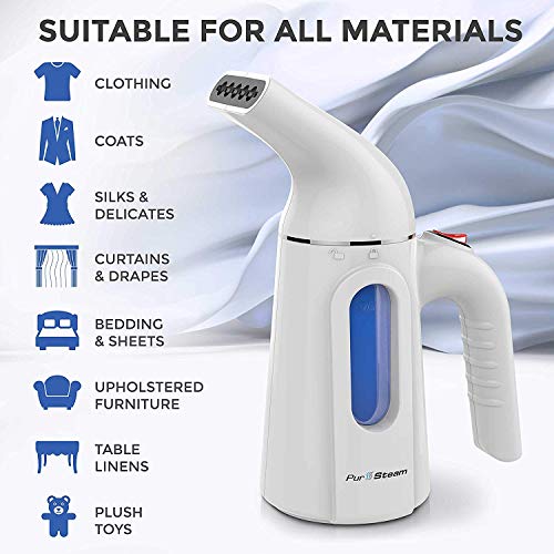 PurSteam Handheld Steamer for Clothes - Portable Garment Wrinkle Remover for Travel and Home Use - Fast Heating with Auto Shut Off and Leak Proof Design [Upgraded Version]