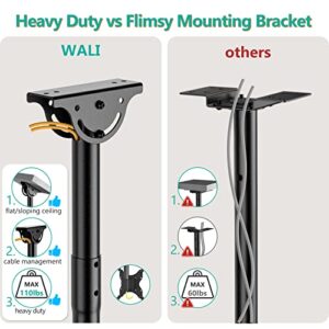 WALI TV Ceiling Mount Adjustable Bracket Fits Most LED, LCD, OLED and Plasma Flat Screen Display 26 to 65 Inch, up to 110 Lbs, VESA 400x400mm (CM2665), Black