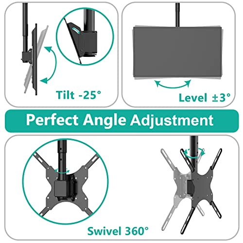 WALI TV Ceiling Mount Adjustable Bracket Fits Most LED, LCD, OLED and Plasma Flat Screen Display 26 to 65 Inch, up to 110 Lbs, VESA 400x400mm (CM2665), Black