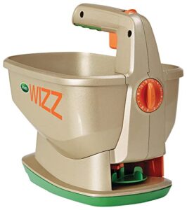 scotts wizz spreader – handheld power spreader, use year-round, covers up to 2,500 sq. ft., brown
