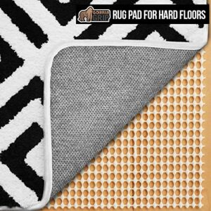 gorilla grip extra strong rug pad gripper, grips keep area rugs in place, thick, slip and skid resistant pads for hard floors, under carpet mat cushion and hardwood floor protection, 2×3 ft