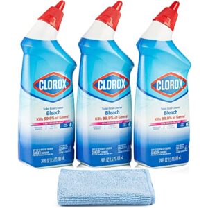 3 clorox toilet bowl cleaner with bleach , rain clean 24 oz , – bonus microfiber cleaning cloth