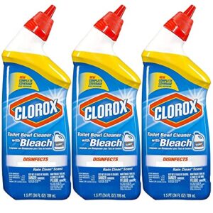 3 Clorox Toilet Bowl Cleaner with Bleach , Rain Clean 24 oz , - BONUS Microfiber Cleaning Cloth