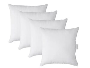 18×18 pillow inserts pack of 4 – white throw pillows, throw pillow inserts for decorative pillow covers, throw pillows for bed, couch pillows for living room, throw pillows for couch, fluffy pillows