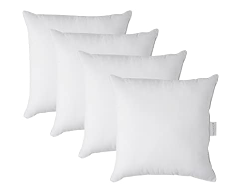 18x18 Pillow Inserts Pack of 4 - White Throw Pillows, Throw Pillow Inserts for Decorative Pillow Covers, Throw Pillows for Bed, Couch Pillows for Living Room, Throw Pillows for Couch, Fluffy Pillows