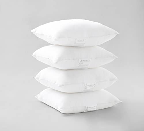 18x18 Pillow Inserts Pack of 4 - White Throw Pillows, Throw Pillow Inserts for Decorative Pillow Covers, Throw Pillows for Bed, Couch Pillows for Living Room, Throw Pillows for Couch, Fluffy Pillows