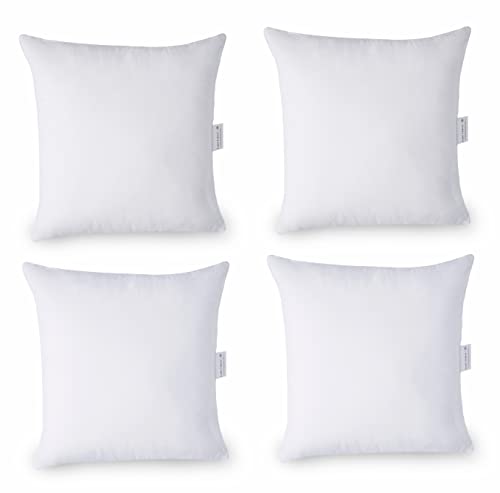 18x18 Pillow Inserts Pack of 4 - White Throw Pillows, Throw Pillow Inserts for Decorative Pillow Covers, Throw Pillows for Bed, Couch Pillows for Living Room, Throw Pillows for Couch, Fluffy Pillows