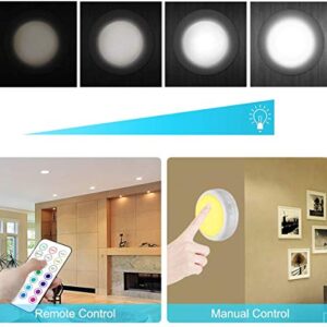 Puck Lights, Cadrim 13 Colors Changeable LED Puck lightings Battery Powered Dimmable Under Cabinet Lights, Battery Powered Under Counter Lights with 2 Wireless Remote Controls for Kitchen(6 Pack)