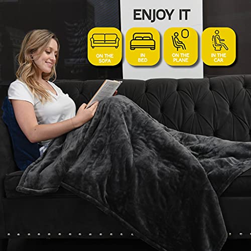 Heated Blanket, Machine Washable Extremely Soft and Comfortable Electric Blanket Throw Fast Heating with Hand Controller 10 Heating Settings and auto Shut-Off (Gray, 50 x 60)