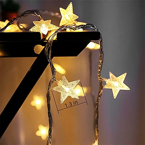 Yummuely Star Lights Star String Lights 10Ft 20 LED Star Fairy Lights Battery Operated Waterproof Indoor Outdoor Twinkle Christmas Lights for Bedroom Party Wedding Xmas Tree Decoration (Warm White)