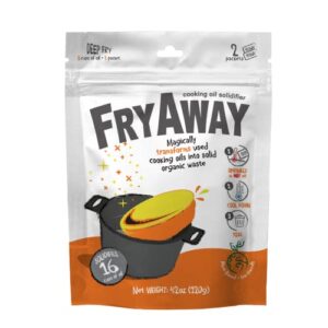 fryaway deep fry waste cooking oil solidifier powder, 100% plant-based cooking oil disposal, solidifies up to 8 cups of oil per use, (2ct per package, 16 cups/4 liters)