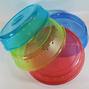 Rock 4 Pack of Microwave Plate Bowl Splatter Cover. Keep Your Microwave Clean While Heating Messy Items with Vented, Colorful Lids! (4100)