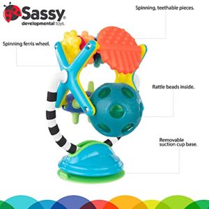 Sassy Teethe & Twirl Sensation Station 2-in-1 Suction Cup High Chair Toy | Developmental Tray Toy for Early Learning | for Ages 6 Months and Up