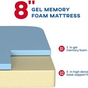 BestMassage 6/8/10 in Gel Memory Foam Mattress Mattresses for Cool Sleep & Pressure Relief,Medium Firm Mattresses CertiPUR-US Certified/Bed-in-a-Box (8 in, Queen)