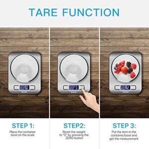 BAGAIL Digital Kitchen Scale, Premium Stainless Steel Food Scales Weight Grams and Oz for Baking and Cooking,11lb/5kg with 0.1oz/1g Precision