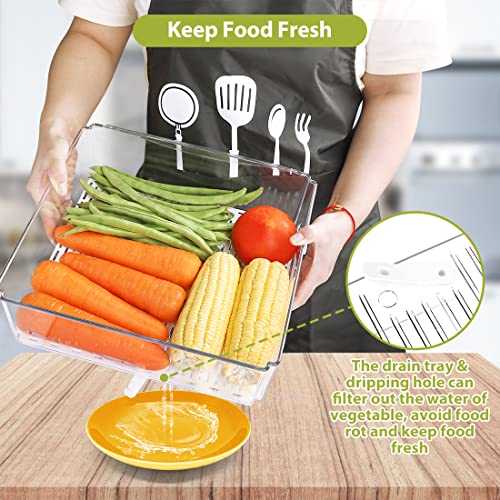 10 Pack Refrigerator Pantry Organizer Bins, Stackable Fridge Organizer Bins with Lids, Clear Plastic Food Storage Bins for Kitchen, Countertops, Cabinets, Fridge, Drinks, Fruits, Vegetable, Cereals