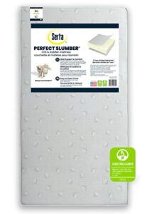 serta perfect slumber dual sided crib and toddler mattress – waterproof – hypoallergenic – premium sustainably sourced fiber core -greenguard gold certified (non-toxic) -7 year warranty – made in usa