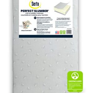 Serta Perfect Slumber Dual Sided Crib and Toddler Mattress - Waterproof - Hypoallergenic - Premium Sustainably Sourced Fiber Core -GREENGUARD Gold Certified (Non-Toxic) -7 Year Warranty - Made in USA