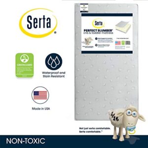 Serta Perfect Slumber Dual Sided Crib and Toddler Mattress - Waterproof - Hypoallergenic - Premium Sustainably Sourced Fiber Core -GREENGUARD Gold Certified (Non-Toxic) -7 Year Warranty - Made in USA