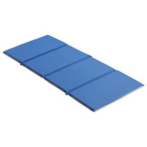 ecr4kids everyday folding rest mat, 4-section, 1in, classroom furniture, blue/grey