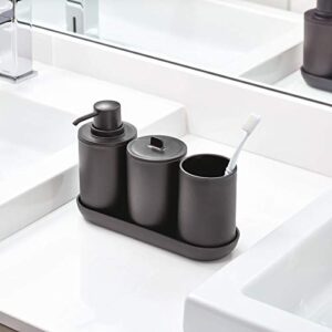 iDesign Toothbrush Holder for Normal Toothbrushes, Spin Brushes, and Toothpaste, The Cade Collection - 3" x 3" x 4. 5", Matte Black