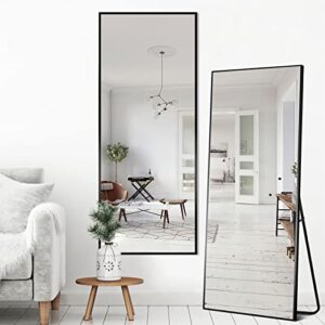 pexfix full body mirror full length mirror with black aluminum alloy frame mirror full length with stand wall mounted mirror hanging mirror for wall bedroom bathroom living room decor,43”×16”