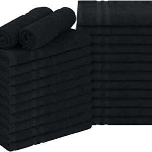 Utopia Towels Cotton Bleach Proof Salon Towels (16x27 inches) - Bleach Safe Gym Hand Towel (24 Pack, Black)