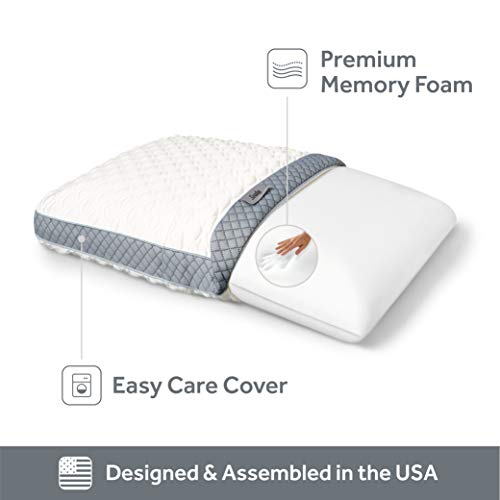 Sealy Molded Memory Foam Pillow, 16 inches x 24 inches x 5. 75 inches, White, Grey