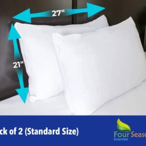 Four Seasons Essentials Standard Pillow Protectors (Set of 2) – Zippered Waterproof Pillow Covers Hypoallergenic Dust Proof Pillowcase Encasement Cover