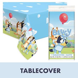 Unique Bluey Birthday Party Supplies | Bluey Party Supplies | Bluey Birthday Decorations | Bluey Party Decorations | With Bluey Tablecover, Bluey Plates, Bluey Cups, Bluey Napkins, Button