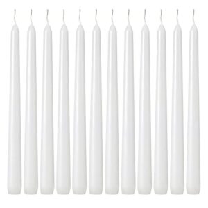 kedtui taper candles 10 inch (h) dripless, set of 24 white unscented and smokeless taper candles long burning, paraffin wax with cotton wicks for burning 8 hours time