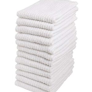 Bar Mop Cleaning Kitchen Dish Cloth Towels,100% Cotton, Machine Washable, Everyday Kitchen Basic Utility Bar Mop Dishcloth Set of 12, White