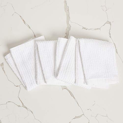 Bar Mop Cleaning Kitchen Dish Cloth Towels,100% Cotton, Machine Washable, Everyday Kitchen Basic Utility Bar Mop Dishcloth Set of 12, White