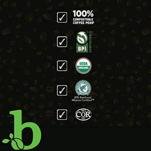 beaniac Organic Kickstarter 100% Colombian | Medium Roast, Single Serve Coffee K Cup Pods | Rainforest Alliance Certified | 30 Compostable, Plant-Based Coffee Pods | Keurig Brewer Compatible