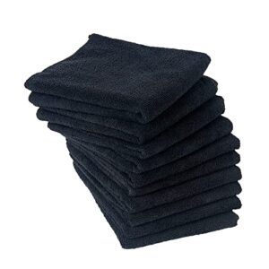 eurow microfiber salon towels, 16 by 29 inches, black, pack of 10
